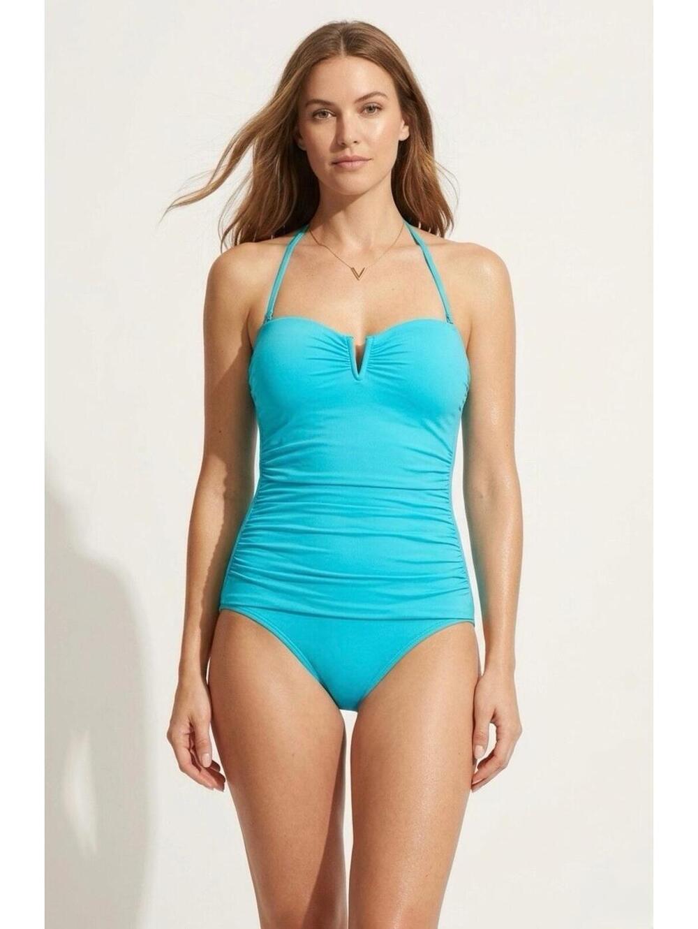 Tommy Bahama Women’s Sz 8 Light Blue Convertible Slimming‎ One-Piece Swimsuit